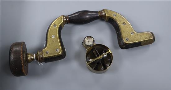 A brass anemometer by Davis Derby and a William Harples brace